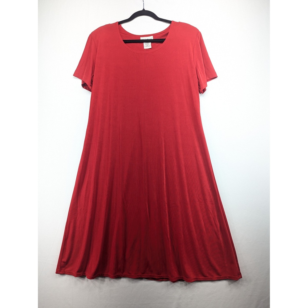 White Stag Red Short Sleeve A-Line T-Shirt Dress XL 16-18 New With Tags